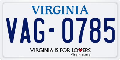 VA license plate VAG0785