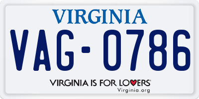VA license plate VAG0786