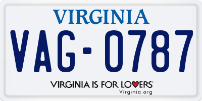 VA license plate VAG0787