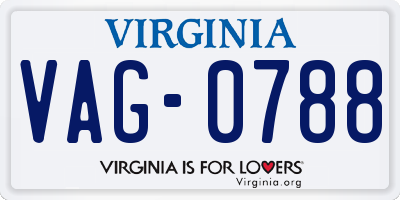 VA license plate VAG0788