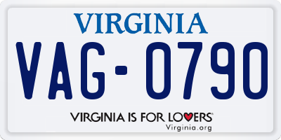 VA license plate VAG0790
