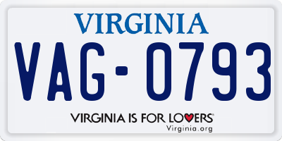 VA license plate VAG0793