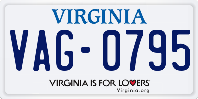 VA license plate VAG0795