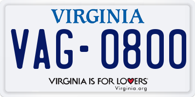 VA license plate VAG0800