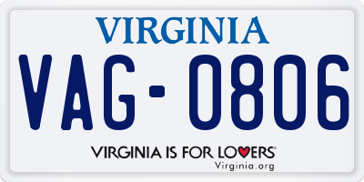 VA license plate VAG0806