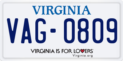 VA license plate VAG0809