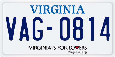 VA license plate VAG0814