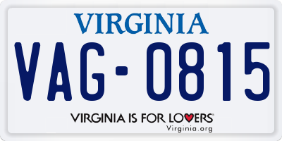 VA license plate VAG0815