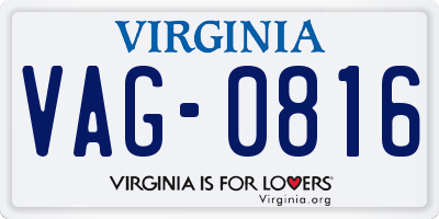 VA license plate VAG0816