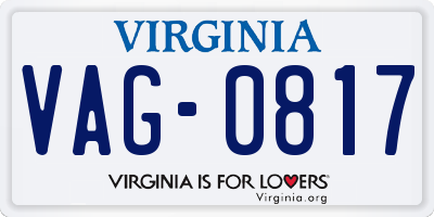 VA license plate VAG0817