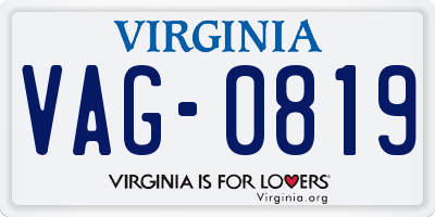 VA license plate VAG0819