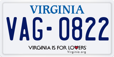 VA license plate VAG0822