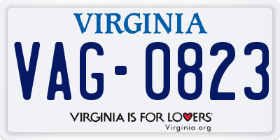 VA license plate VAG0823