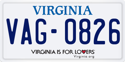 VA license plate VAG0826