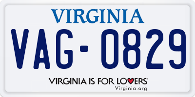VA license plate VAG0829