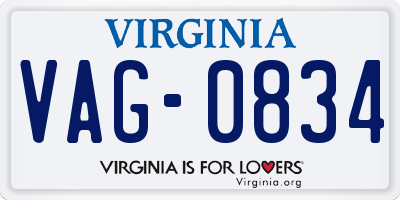 VA license plate VAG0834
