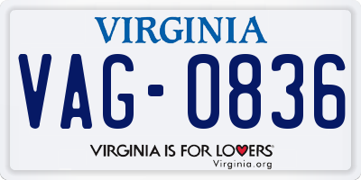 VA license plate VAG0836