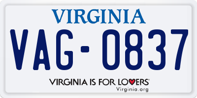 VA license plate VAG0837