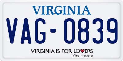 VA license plate VAG0839
