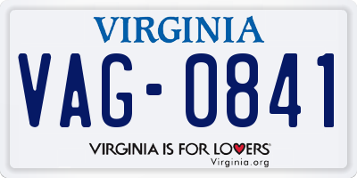 VA license plate VAG0841