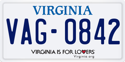 VA license plate VAG0842