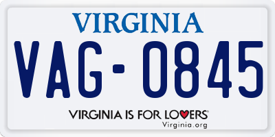 VA license plate VAG0845