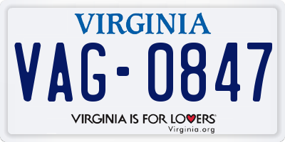 VA license plate VAG0847