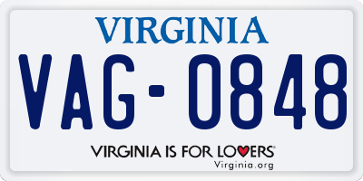 VA license plate VAG0848