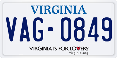 VA license plate VAG0849