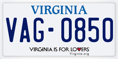 VA license plate VAG0850