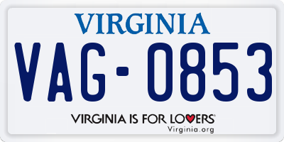 VA license plate VAG0853