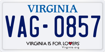 VA license plate VAG0857