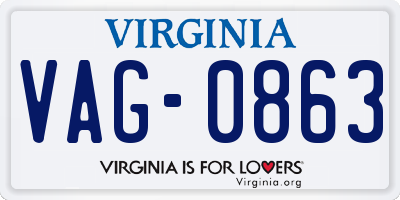 VA license plate VAG0863