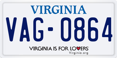 VA license plate VAG0864