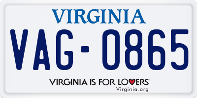 VA license plate VAG0865