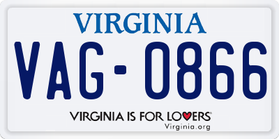 VA license plate VAG0866