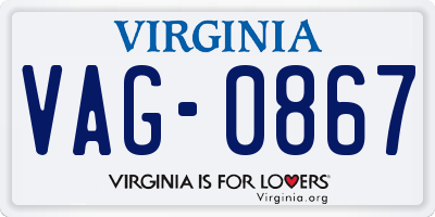 VA license plate VAG0867