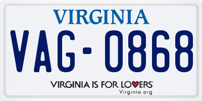 VA license plate VAG0868