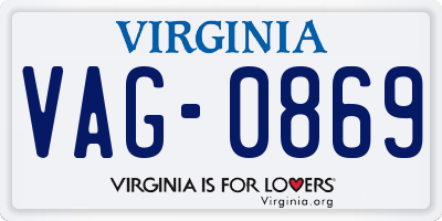 VA license plate VAG0869