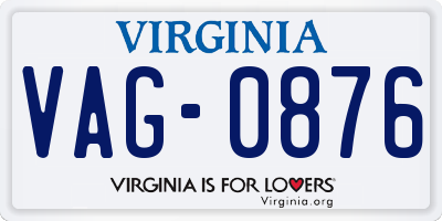 VA license plate VAG0876