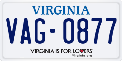 VA license plate VAG0877
