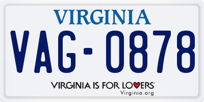 VA license plate VAG0878