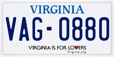 VA license plate VAG0880