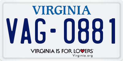 VA license plate VAG0881