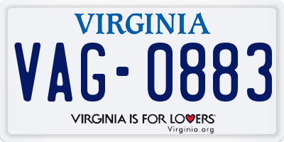 VA license plate VAG0883