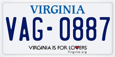 VA license plate VAG0887