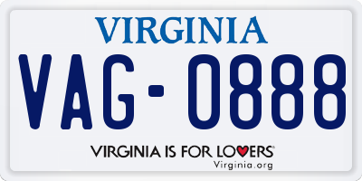 VA license plate VAG0888