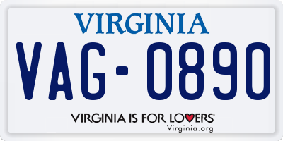 VA license plate VAG0890