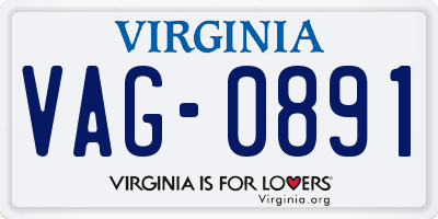 VA license plate VAG0891