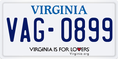 VA license plate VAG0899